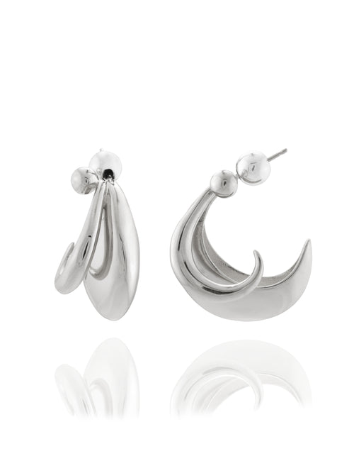 sculptural sterling silver hoop earring