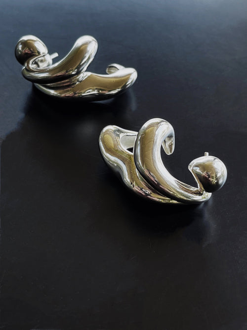 silver double hoop earring