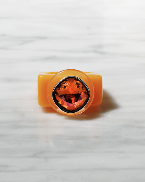 designer orange lucite ring