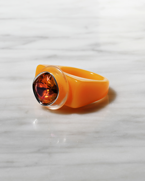 designer orange lucite ring