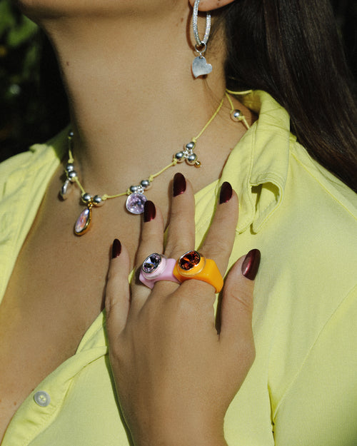 designer orange lucite ring