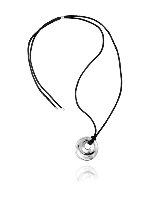 silver silk cord necklace