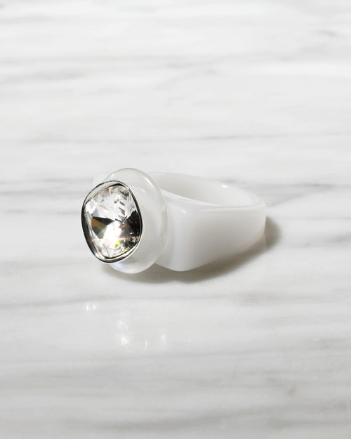 designer white lucite ring