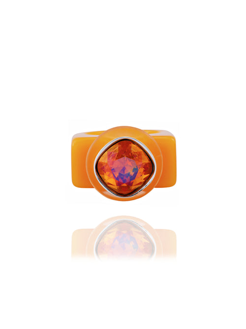 designer orange lucite ring