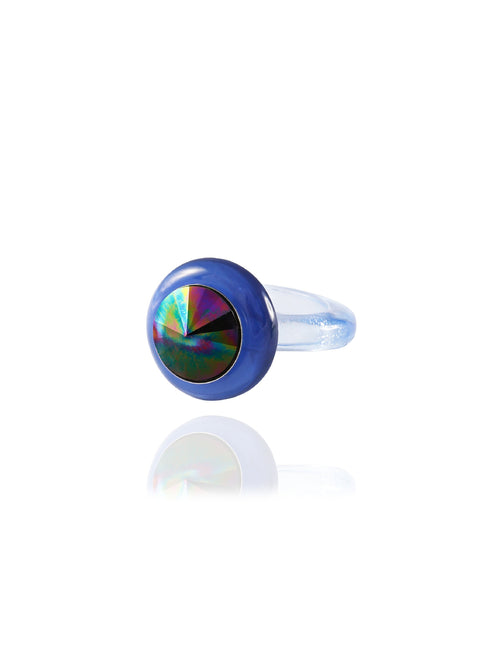 blue lucite designer ring