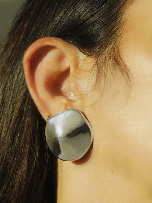 silver sculptural earring