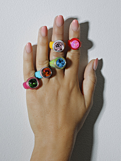 pink Swarovski statement ring