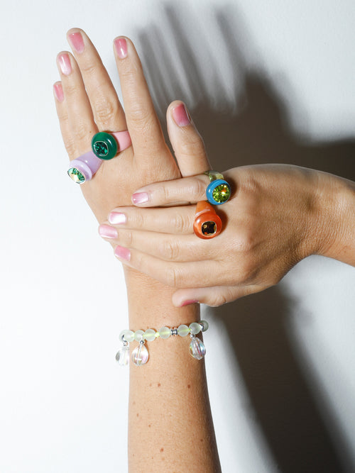 green resin cocktail ring