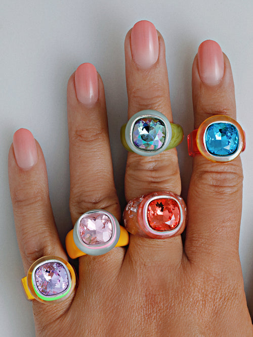 pink Swarovski statement ring