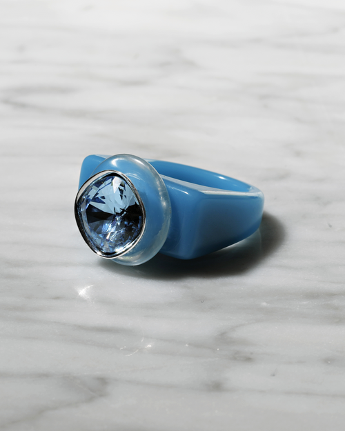 designer turquoise lucite ring