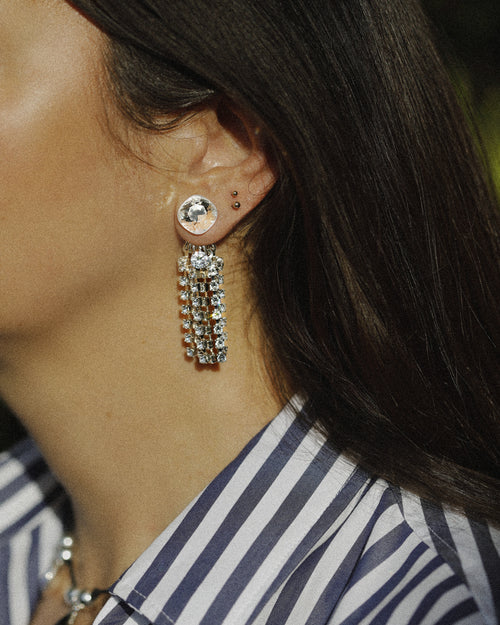 rhinestone strand chandelier earrings
