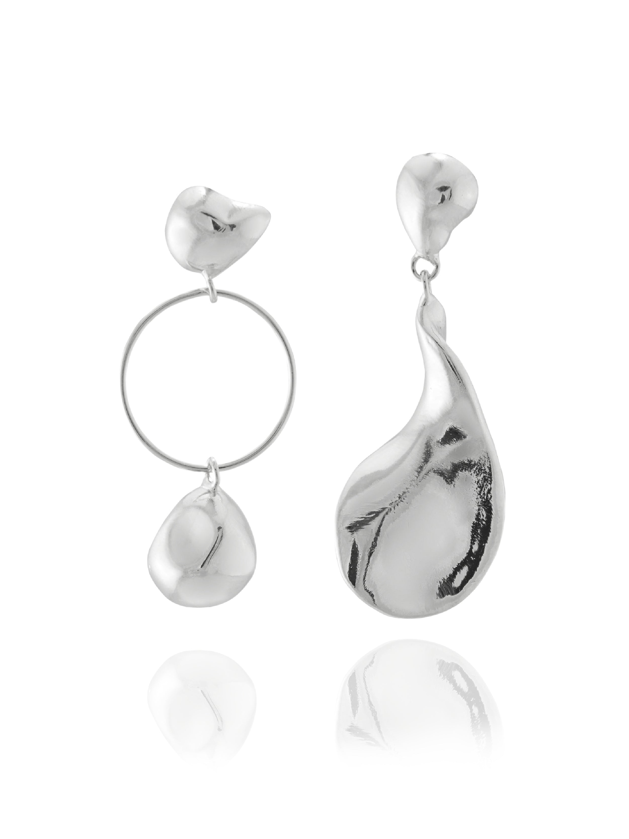 Silver Sculptural Earrings | Silver Stud Earrings – MOUNSER