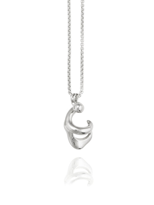 silver sculptural pendant necklace