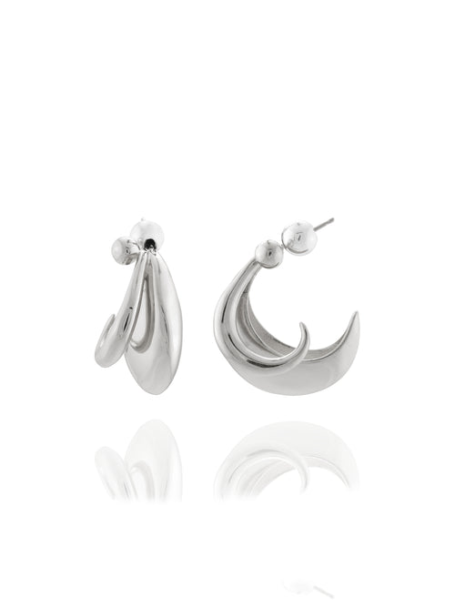 silver puffy hoop earring