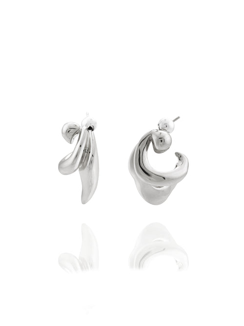 wavy silver hoop earring