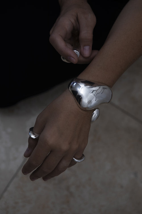 sculptural sterling silver cuff bracelet