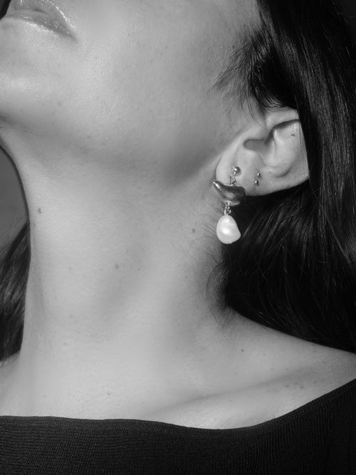 sculptural silver earrings
