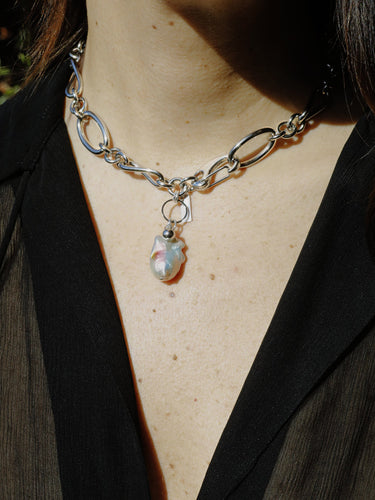 chunky chain pearl necklace