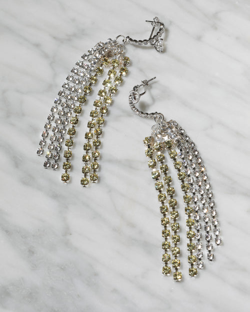 colorful rhinestone strand chandelier earrings