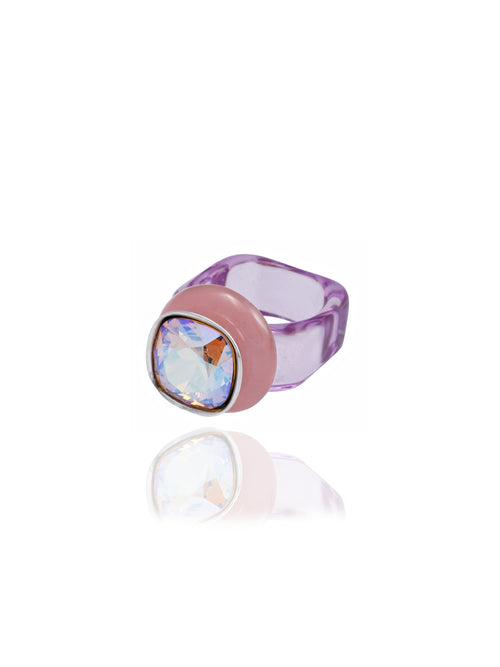 Pink Swarovski crystal ring