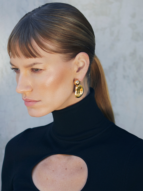 MOUNSER Aalto Drop Earrings Gold free form drop earrings with removable charms
