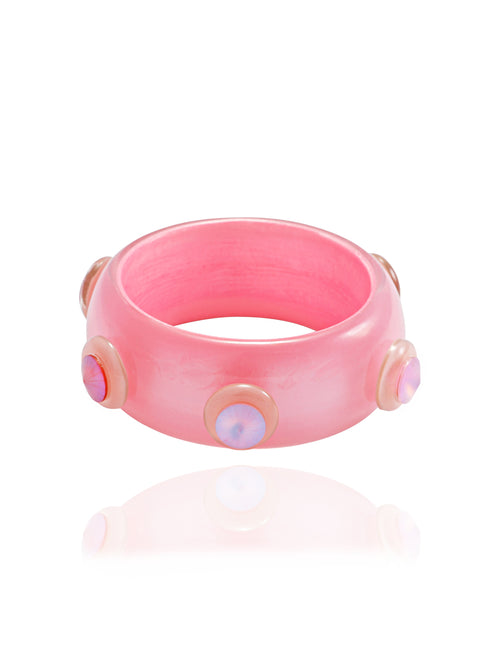 MOUNSER Ambrosia Bangle in Cherries Jubilee featuring a glossy resin silhouette with round Austrian crystal accents.