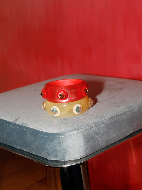 MOUNSER Ambrosia Bangle in Banana Cream styled in a stacked bracelet look for layered, contemporary impact.