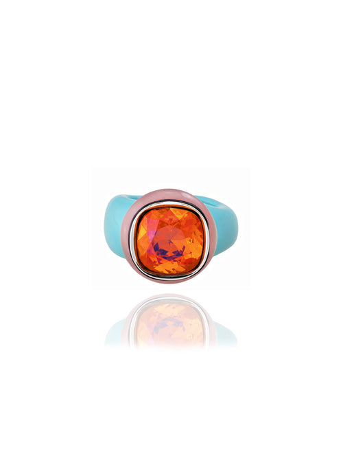 MOUNSER Daydream Ring in Paloma vibrant Austrian crystal and acrylic resin statement ring