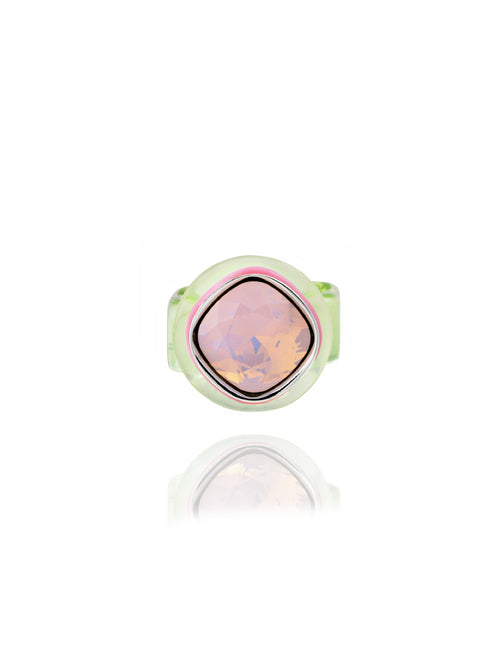 MOUNSER Daydream Ring in Sweet Tart vibrant Austrian crystal and acrylic resin statement ring