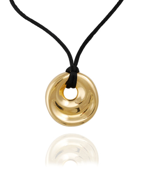 close up shot of MOUNSER Dune Necklace in Gold sculptural organic pendant 