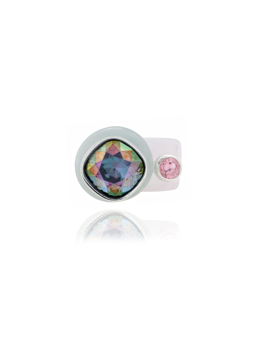 MOUNSER Good Mood Ring in Auroa, a colorful crystal statement ring