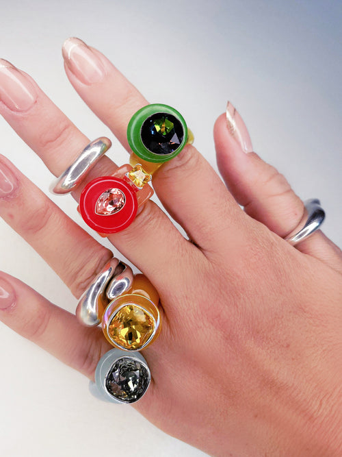 MOUNSER Good Mood Ring in Fruit Punch, a colorful sculptural cocktail ring