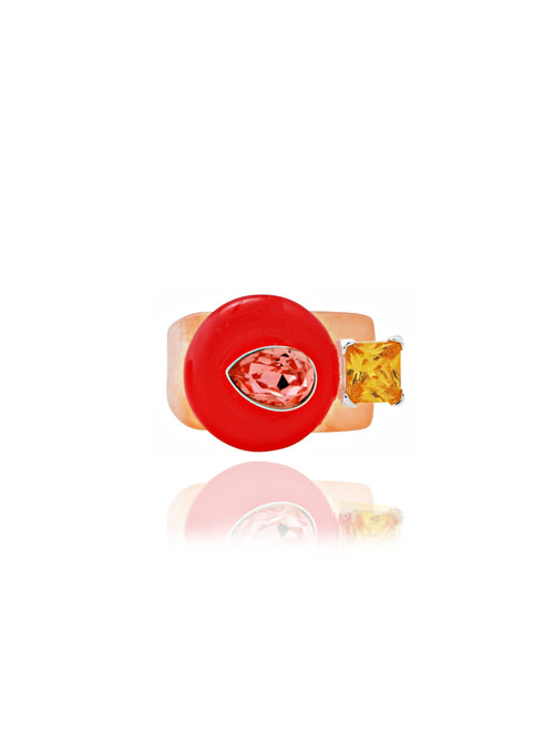 MOUNSER Good Mood Ring in Fruit Punch, a colorful crystal statement ring