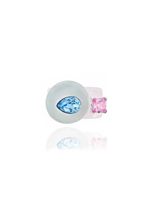 MOUNSER Good Mood Ring in Opaline, a colorful crystal statement ring