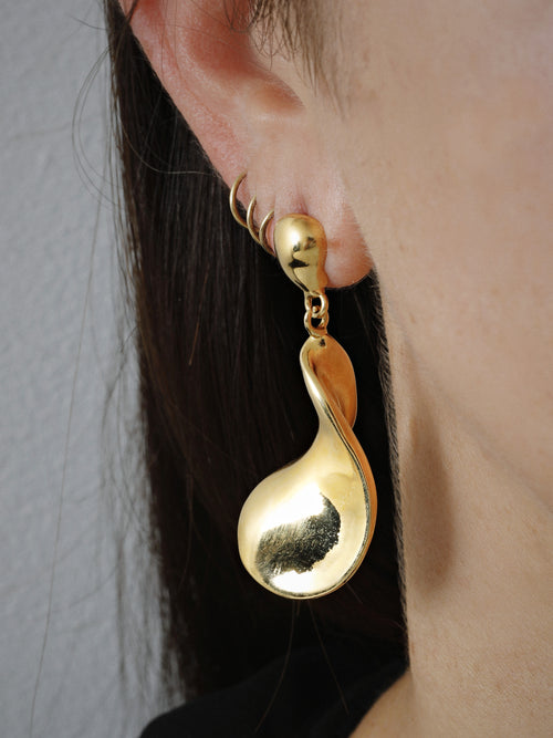 MOUNSER Lunar Earrings in Gold sculptural organic teardrop earring