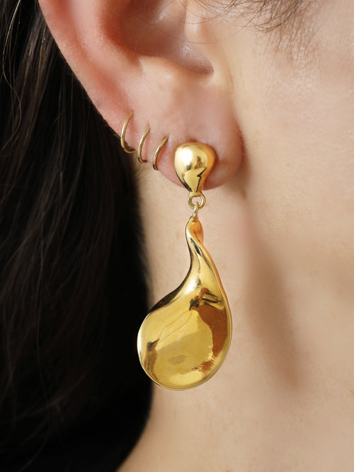 MOUNSER Lunar Earrings in Gold sculptural teardrop earring