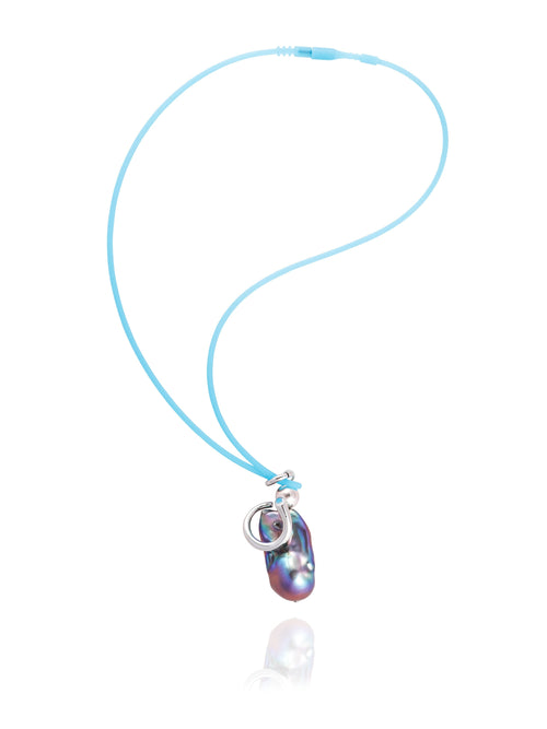 MOUNSER Seaside Souvenir Necklace in Aegean sculptural designer necklace with freshwater pearl pendant