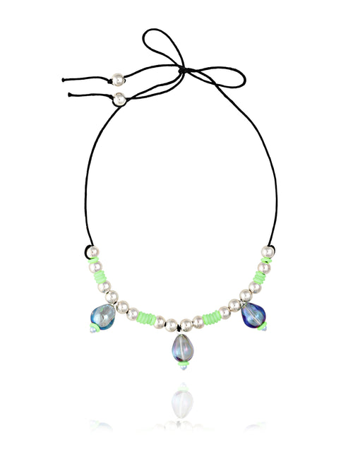 MOUNSER Seaside Souvenir Necklace in Capri colorful glass beaded cord choker necklace 