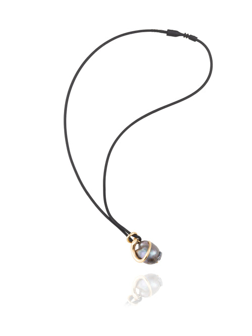 MOUNSER Seaside Souvenir Necklace in Hydra sculptural designer necklace with freshwater pearl pendant