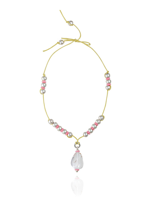 MOUNSER Seaside Souvenir Necklace in Ibiza colorful glass beaded cord choker necklace 