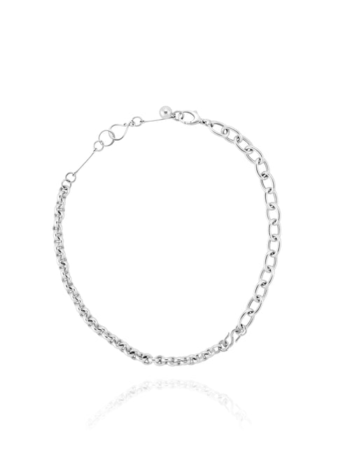 Sister Chain Necklace in sterling silver by MOUNSER featuring asymmetrical layered silhouette and convertible extender detail