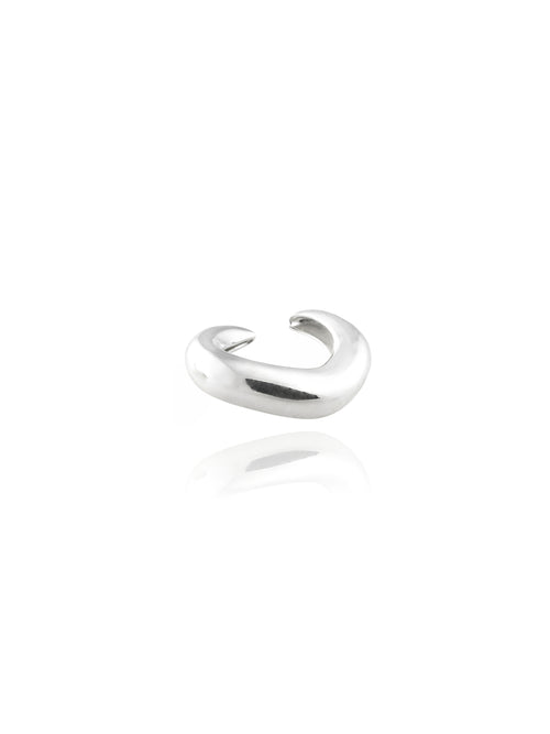 MOUNSER Small Oak Ring in Sterling Silver featuring a sculptural, amorphous high-polish silhouette