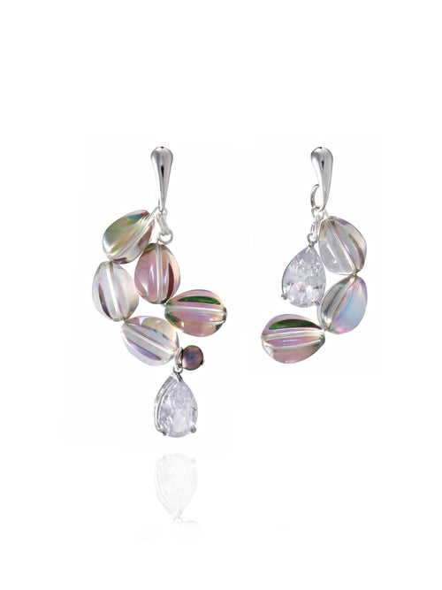 MOUNSER Soap Earrings in Astral Purple sculptural glass asymmetric statement earrings.