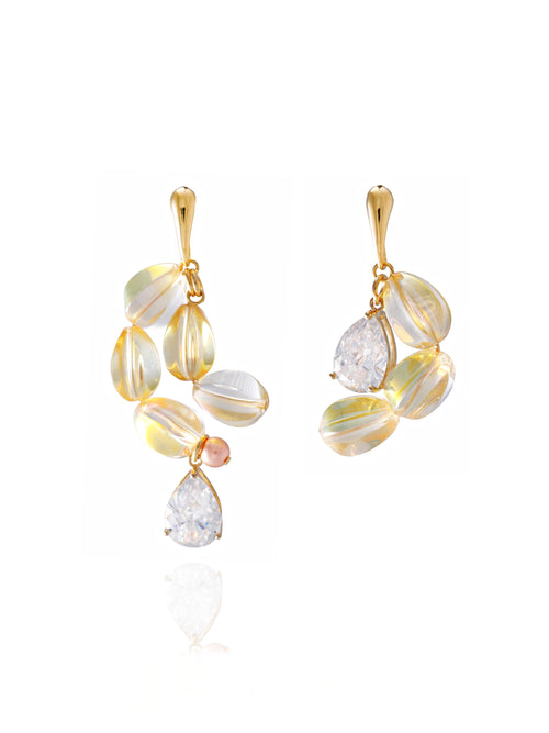 MOUNSER Soap Earrings in Bubble Yellow sculptural glass asymmetric statement earrings.