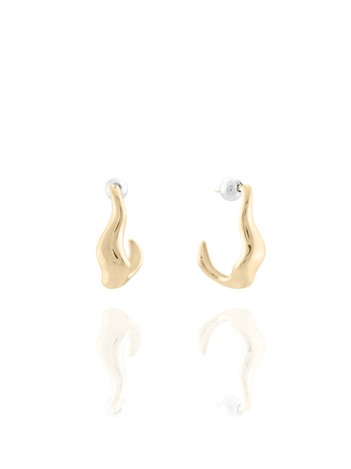 gold sculptural hoop earring 
