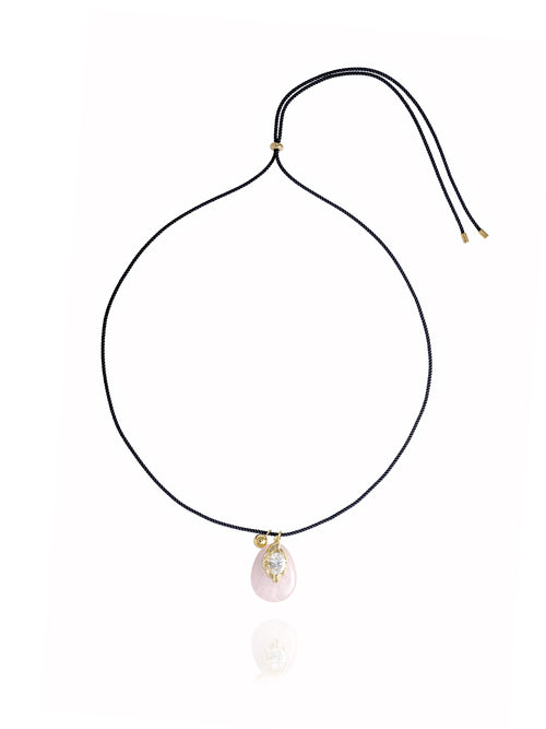 MOUNSER Nereid Necklace adjustable cord length, wearable as a long pendant necklace or shortened to a choker style.