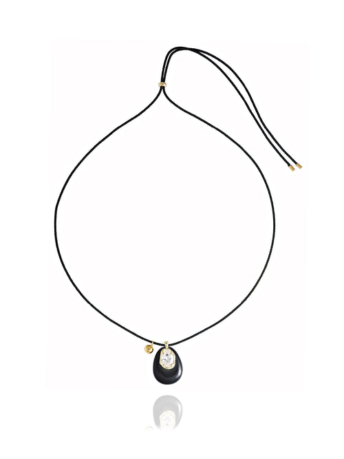 MOUNSER Nereid Necklace in Lava adjustable cord length, wearable as a long pendant necklace or shortened to a choker style.