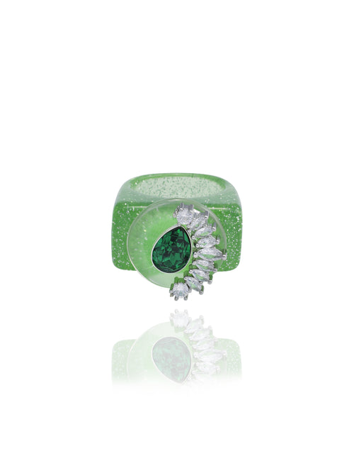 green Swarovski crystal ring