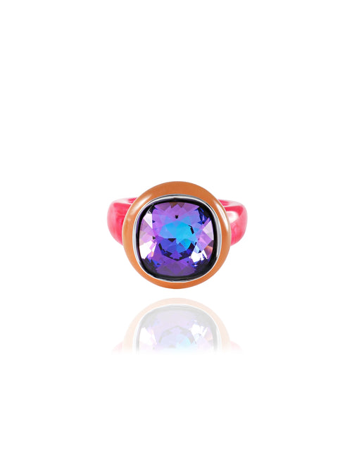 blue acrylic rhinestone ring