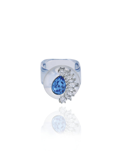 blue Swarovski crystal ring